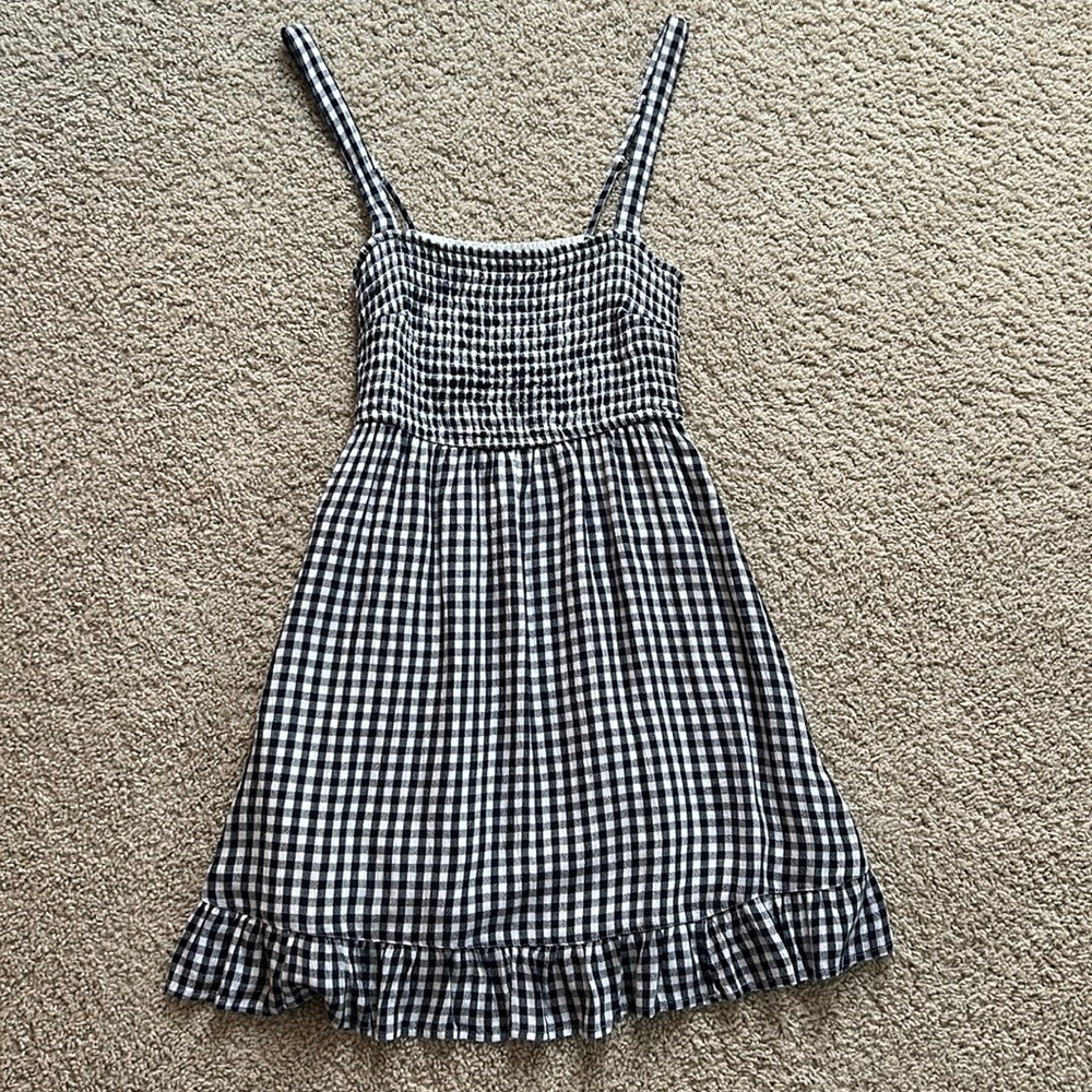 Abercrombie & Fitch Babydoll Gingham Dress in Navy